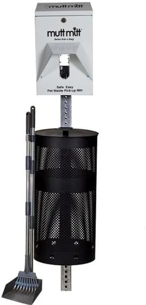 Mutt Mitt® Rustproof Commercial Grade Aluminum Low Profile Dog Waste Station with 400 Dog Waste Bags (No Sign) (White/Black - 2-Ply Bags)