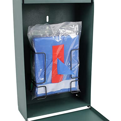 Doggie Walk Bags® Mini Dog Waste Station - Green | Blue Tie-Handle Bags | Rust-proof aluminum mini station with 400 blue tie-handle bags, locking dispenser, galvanized post, 10-year warranty