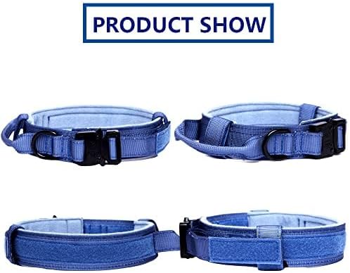 Tactical Dog Collar and Leash Set for Large Dogs with Handle,Dark Blue,XXL | 1000D Heavy-Duty Nylon Fabric,Quick-Release Metal Buckle,Adjustable Fit,Soft-Padded Webbing,D-Ring,for Training & Hiking