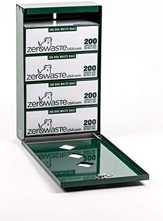 ZERO WASTE USA - Aluminum Low Profile Dog Waste Station, Gloss Green | 5' low-profile aluminum station with 400 roll bags, 25 liners, rust-proof construction, blends into parks and landscapes