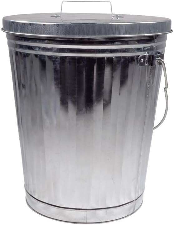Mytee Products 2 Pack Galvanized Trash Can with Lid Ideal for Trailers - 10 Gallon Steel Mounted Small Outdoor Garbage Can for Home, Office, Bathroom, Kitchen - Fire and Heat Resistant