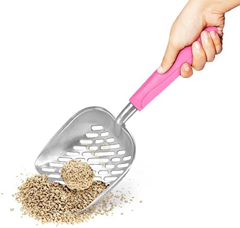 SunGrow Cat Litter Scoop, Life Transforming Cat Scooper, Reduces Hand Fatigue, Saves Clear Litter, Use with Small Litter Type, Makes Scooping Faster and Easier, Pink, 1 pc