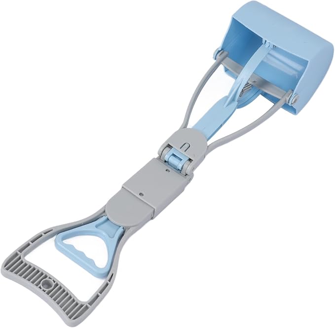 Focket Pooper Scooper for Dogs, Foldable Handle Large Opening Heavy Duty Pooper Scooper, Thickened Material Poop Scoop with Easy Grass Gravel Pick Up for Small and Large Dogs (Blue)