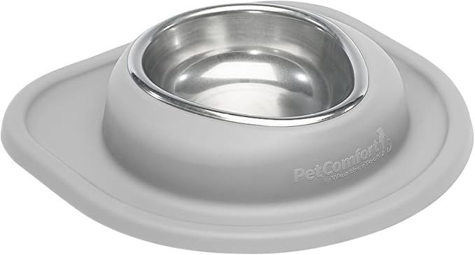WeatherTech Single Low Pet Feeding System - Heavy-Duty Dog & Cat Food/Water Bowl - 16 oz (2 Cups) Light Grey (SL1602LG)