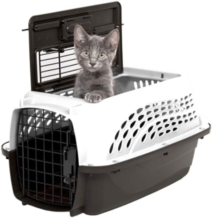 Petmate Dog Crates for Small Dogs & Cat Carriers, Two-Door Plastic Pet Kennel, Top & Front Loading, Made in USA, 19", White | Plastic pet kennel made in USA, for small pups and kittens, dual entry design, great for travel and vet trips, easy access
