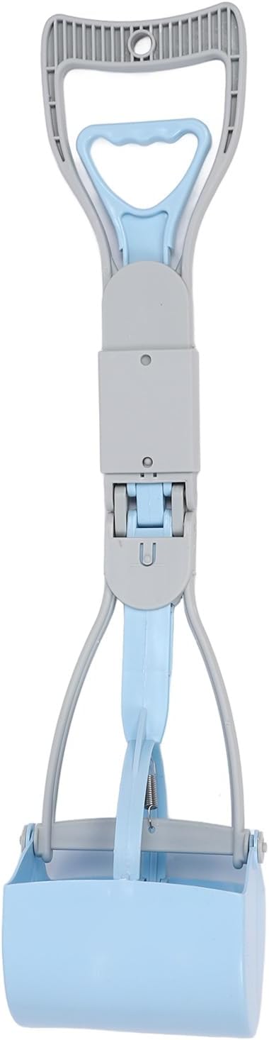 Focket Pooper Scooper for Dogs, Foldable Handle Large Opening Heavy Duty Pooper Scooper, Thickened Material Poop Scoop with Easy Grass Gravel Pick Up for Small and Large Dogs (Blue)