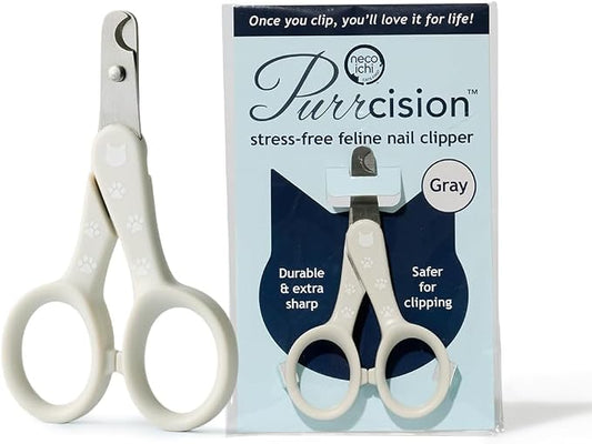 Necoichi Purrcision Feline Nail Clippers | Lever Principle Cat Nail Clipper | Butter-Smooth Cuts | Made in Japan, Seki Swordsmith Craftsman | Stainless Steel Cat Claw Trimmer for Indoor Cats (Gray)