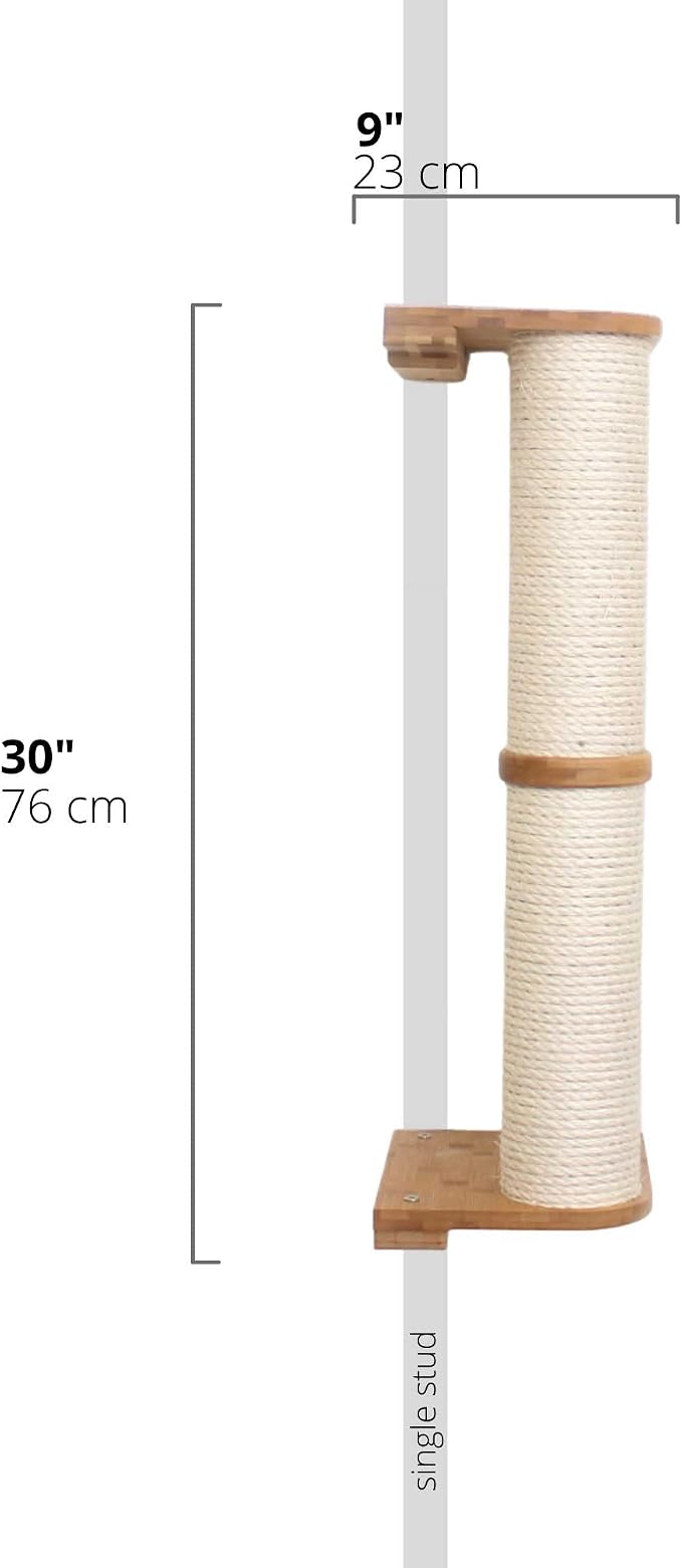 Catastrophic Creations Cat Scratching Post – 2-Tier Cat Wall Scratcher - Bamboo and Sisal Cat Scratcher Post – Durable Cat Scratching Posts for Indoor Cats – Modern Cat Furniture