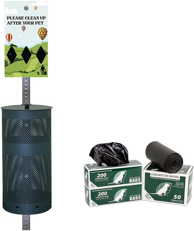 ZERO WASTE USA - Dispense-Art Low Profile Dog Waste Station Hot Air Balloon | UV-printed aluminum low-profile station with 400 bags, 25 liners, 25% larger dispenser, rust-proof commercial design
