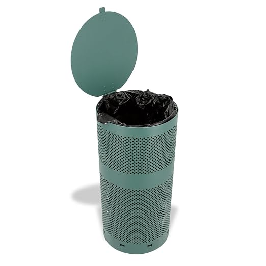 ZERO WASTE USA - Aluminum Outdoor Trash Can, 10 Gallon, Matte Green | Rust-proof 10-gallon aluminum outdoor trash can, post or wall mount, built-in liner clamps, weather-resistant lid