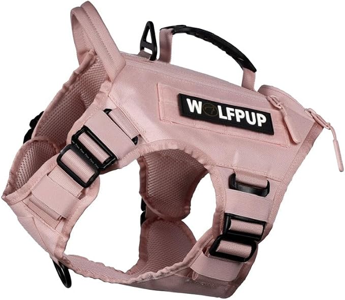 WOLFpak Tactical Dog Vest Harness No Pull Breathable (Dream Pink, Large) | Dual Grab Handles, 1000D Nylon, Four-Point Adjustment, MOLLE Attachment Panels, Three Storage Pockets, Metal Alloy Buckles