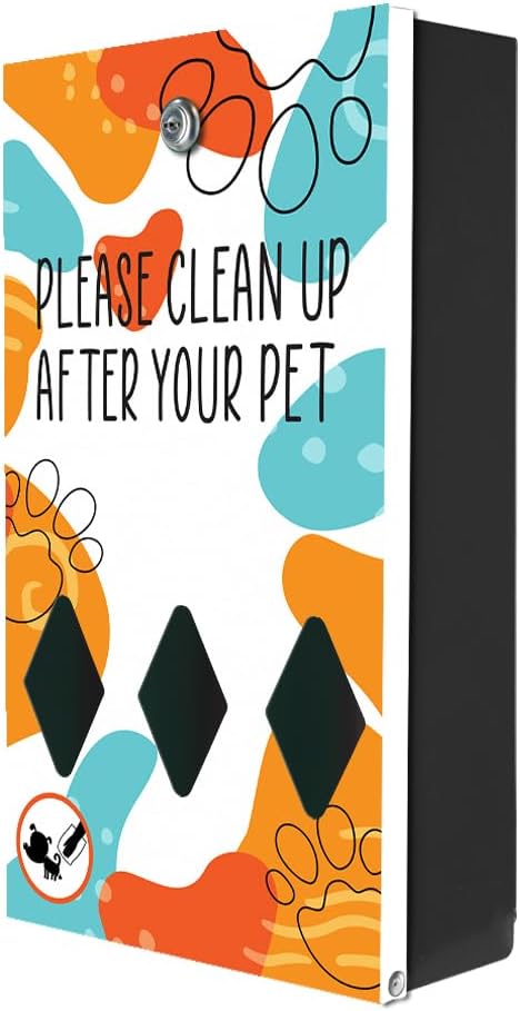 ZERO WASTE USA - Dispense-Art™ Low Profile Dog Waste Station - Abstract Paw | UV-printed aluminum low-profile station with 400 bags, 25 liners, 25% larger dispenser, rust-proof commercial design
