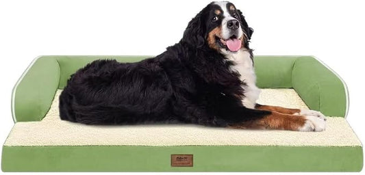 Orthopedic Waterproof Jumbo Dog Bed with Bolster for Extra Large Dogs | Pillow Support for Neck Relief, Egg Crate Foam, Waterproof Liner, Anti-Slip Bottom, Removable Bolster Cover, 53 x 42 Inch
