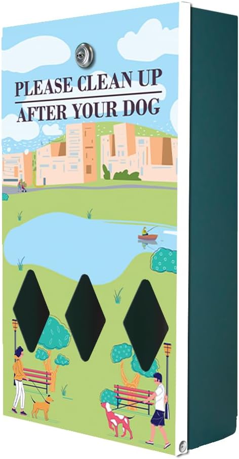 ZERO WASTE USA - Dispense-Art™ Low Profile Dog Waste Station - Dog Park | UV-printed aluminum low-profile station with 400 bags, 25 liners, 25% larger dispenser, rust-proof commercial design