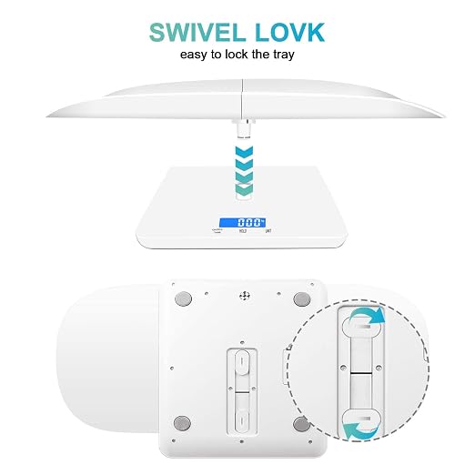 Digital Pet Scale, Baby Scale, with 3 Weighing Modes(kg/oz/lb), Max 220 lbs, Capacity with Precision up to 0.02lbs, White, Suitable for Infant, Puppies, Mom