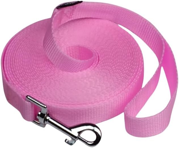 Dog/Puppy Obedience Recall Training Agility Lead - 15ft 20ft 30ft 40ft 50ft Training Leash - Great for Play, Camping, or Backyard (Pink, 20 Feet)