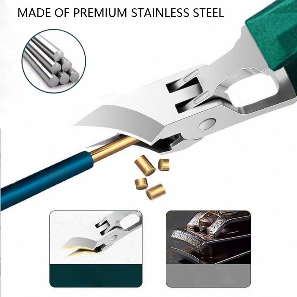 Angled Nail Clippers Green Eagle Beak Oblique Slanted Curved Thick Professional Nail Clippers for Women Adult Men Ingrown