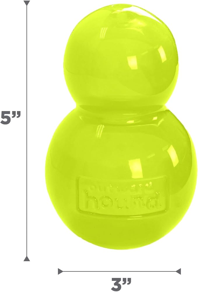 Outward Hound Double-Tuff Stuffable Dog Toy, Large 5-Inch Green - Treat Dispensing Chew Ball for Medium to Large Dogs, Interactive Puzzle for Enrichment & Slow Feeding