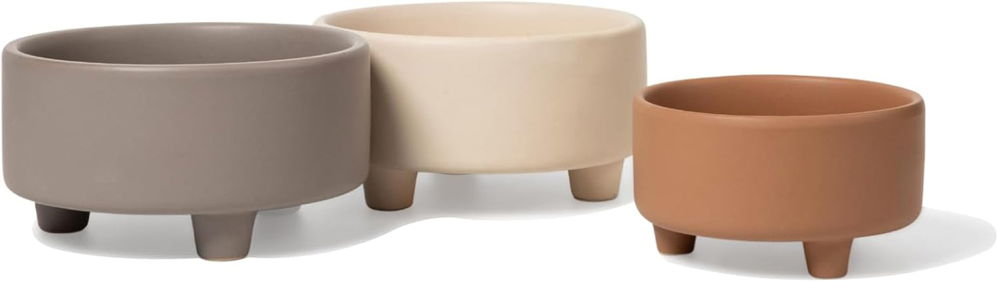 Waggo Uplift Ceramic Dog Bowl for Small Medium and Large Breeds - Heavyweight and Durable Pet Food and Water Dish Crock, Dishwasher Safe, Modern, Elevated Feeder (Vintage Grey, Large)