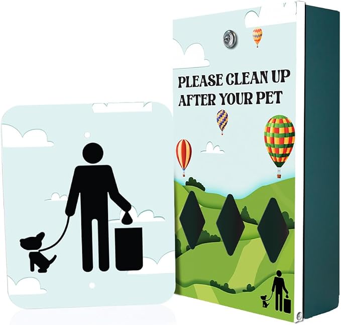 Zero Waste USA - DISPENSE-ART™ Mini Dog Waste Station - Hot Air Balloon | UV-printed aluminum bag station with 400 bags, 25% larger dispenser, installs beside existing trash cans, 10-year warranty