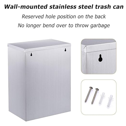 Stainless Steel Wall Mounted Hidden Tilt Out Trash Bin, Embedded Cabinet Waste Container, Perfect for Kitchen or Office Storage, Space-Saving Design for Easy Access