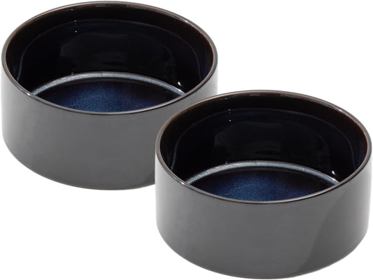 Ceramic 6.1inch Dog Bowls for Small and Medium Breed Dog Dish Pet Food and Water Bowl (Set of 2 Bowls - Starry Sky, 28oz)