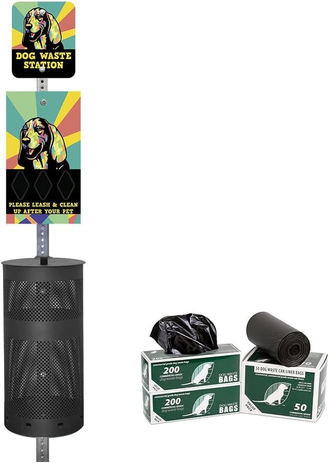 Zero Waste USA - DISPENSE-ART™ Dog Waste Station - Basset Hound | Commercial rust-proof aluminum station with UV artwork, 400 roll bags, 10-gallon can & 10-year warranty