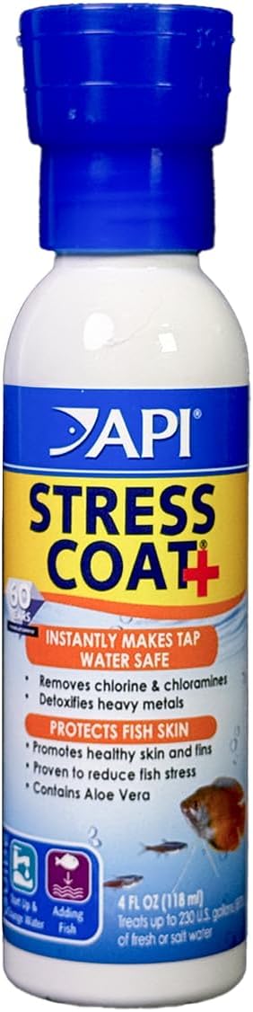 API STRESS COAT Aquarium Water Conditioner 4-Ounce Bottle (85B)