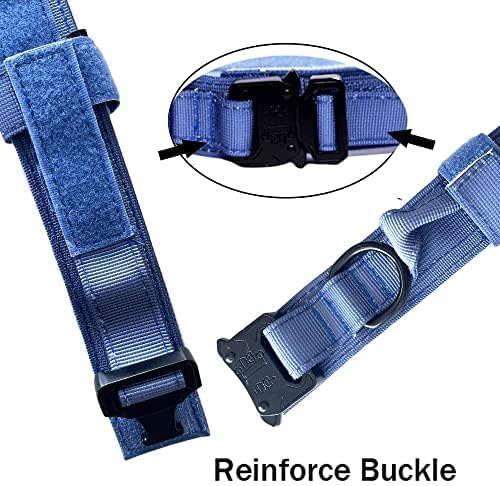 Tactical Dog Collar for Large Dogs with Control Handle,Dark Blue,XXL | 1000D Heavy-Duty Nylon Fabric,Quick-Release Metal Buckle,Adjustable Fit,Soft-Padded Webbing,D-Ring,for Training & Hiking
