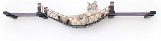 CatastrophiCreations Cat Bridge Wall-Mounted Play and Lounge Toy Cat Tree with Fabric Lounger for Pets