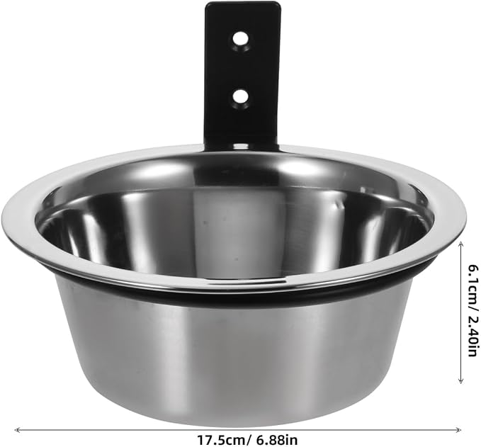ULTECHNOVO Wall Mounted Elevated Dog Bowl Stainless Steel Single Feeder | Floating Raised Food Water Station Stand for Pet Crate & Farmhouse Kennel