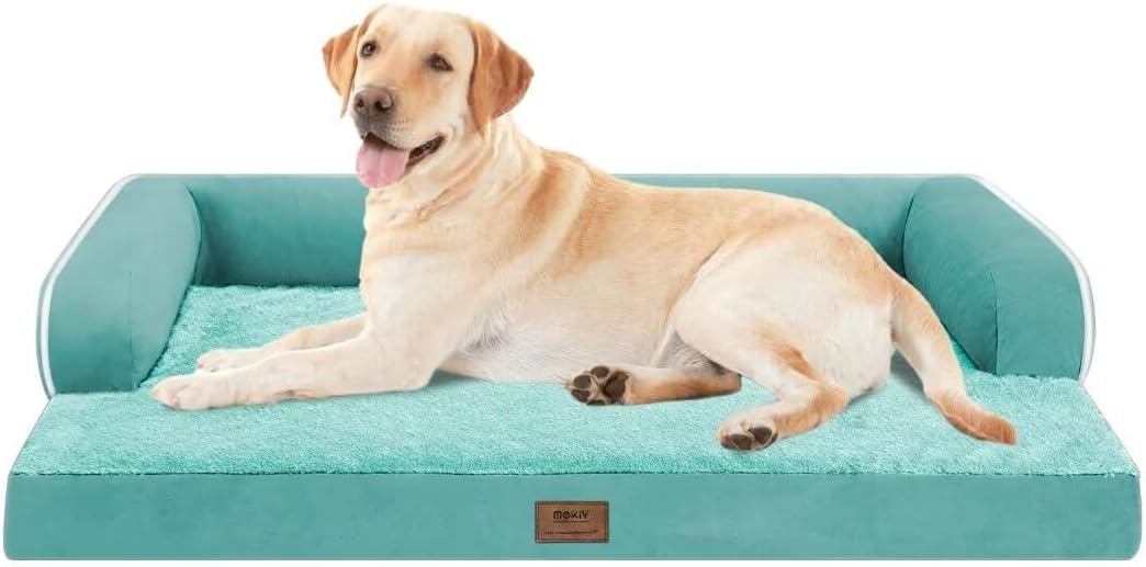 Orthopedic Large Dog Bed Washable: Large Size Dog Beds with Removable Washable Cover, XXLarge Orthopedic Aqua Blue Dog Beds for Big Pet Dogs
