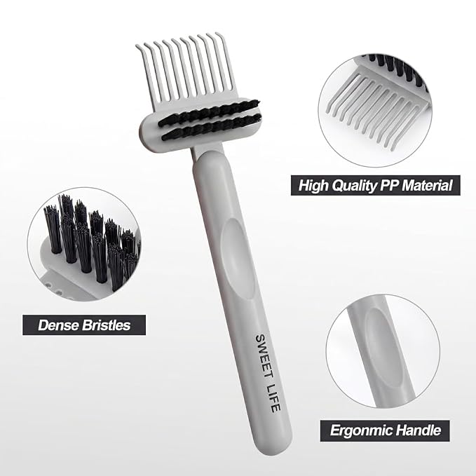 2 Pack Hair Brush Cleaning Tool, 2-in-1 Cleaner Tool, Portable Cleaning Tool Set for Brush Comb Keyboard, Remover Rake for Removing Hair Dust, Home and Salon Use(Green&Grey)