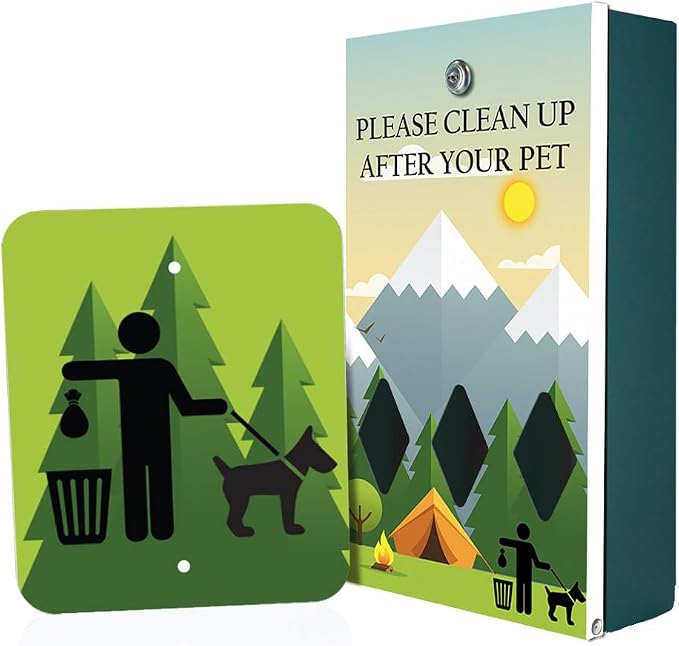 Zero Waste USA - DISPENSE-ART™ Mini Dog Waste Station - Camp | UV-printed aluminum bag station with 400 bags, 25% larger dispenser, installs beside existing trash cans, 10-year warranty