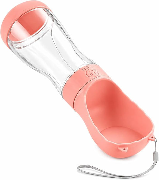Portable Pet Water Bottle, Travel Drinking Dispenser for Dogs and Cats (Pink)