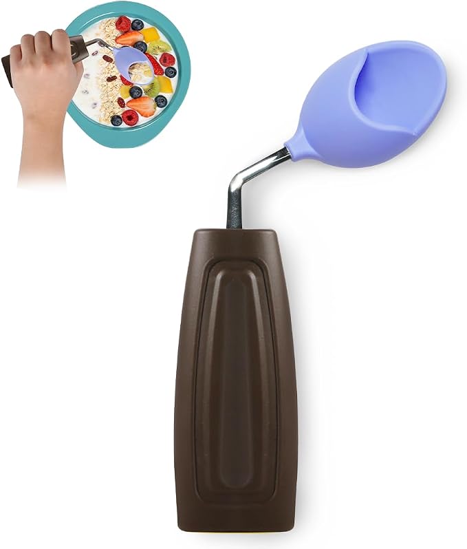 Anti-Tremor Spill Shield Spoon for Hand Tremors Parkinsons, Weighted Adaptive Utensils with Large Enclosed Scoop, Ergonomic Non-Slip Handle, Dishwasher Safe (Black, Left Spoon)