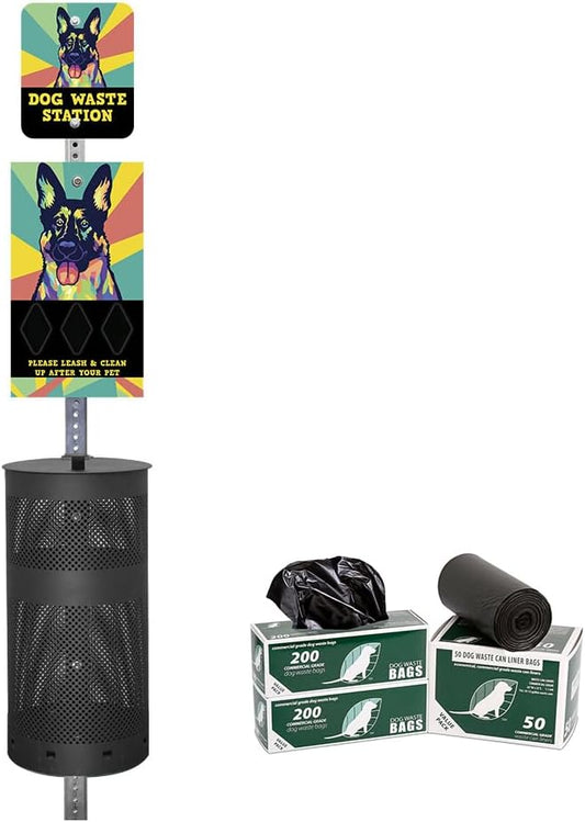 Zero Waste USA - DISPENSE-ART™ Dog Waste Station - German Shepherd | Commercial rust-proof aluminum station with UV artwork, 400 roll bags, 10-gallon can & 10-year warranty