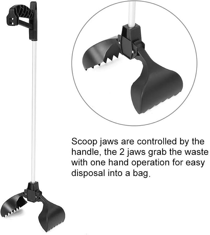 ZJchao Dog Cat Waste Pick Up Tool, Scoop Jaw Pooper Scooper Dirt Picker Single Handed Heavy Duty Poop Scoop Dog Sanitary Waste Pickup Tool Large Size