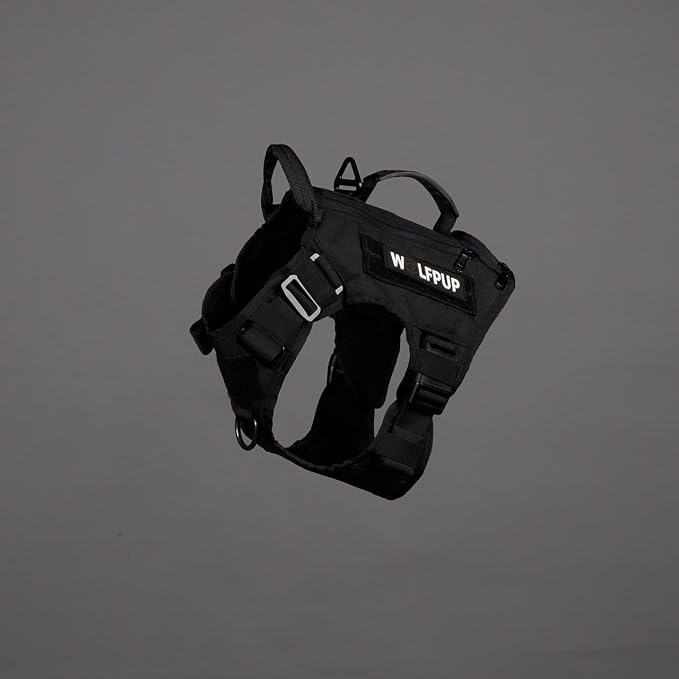 WOLFpak Tactical Dog Vest Harness No Pull Breathable MOLLE(Alpha Black, Large)