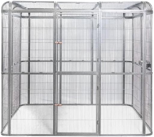 SENY Heavy Duty Large Walk-in Bird Aviary Cage, 79H x 86W x 62D inches, for Parrots, Macaws, Cockatoos, Reptiles, Dogs, Birds Flight Cage. (Silver Black, Wire Size: 0.14")