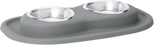 WeatherTech Double Low Pet Feeding System - Compact and Portable Dog/Cat Food and Water Station - 8 oz (1 Cup) Dark Grey (DL0801DG)