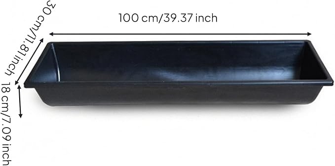 Livestock Container Feed Basin Trough Bin Heavy-Duty Engineer Plastics with Open Top for Fast Access and Low Profile Smooth Finish for Quick Wash and, Black, Standard