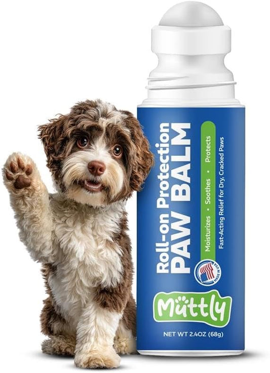 Roll-On Dog Paw Balm - Moisturizer & Soothing Protection from Snow & Hot Pavements - Snout Soother for Dogs - Easy & Fast to Apply, Natural, Non-Toxic, Food-Grade, Lick-Safe Wax