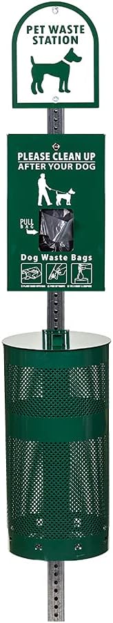 Zero Waste USA - Sentry® SINGLpul® Dog Waste Station - Gloss Green | Includes 400 SINGLpul® header bags, 25 can liners, rust-proof aluminum station & 10-year warranty