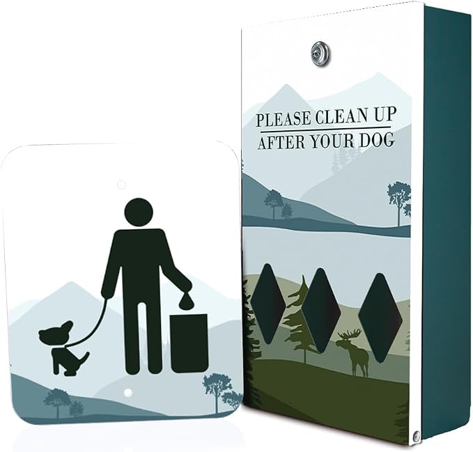 Zero Waste USA - Aluminum Dog Waste Station - Mountain Landscape | Green | DISPENSE-ART™ UV-printed aluminum station, 25% larger bag storage, rust-proof commercial design for parks & properties