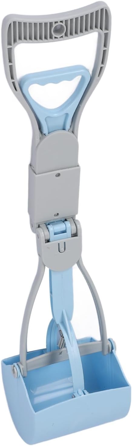Focket Pooper Scooper for Dogs, Foldable Handle Large Opening Heavy Duty Pooper Scooper, Thickened Material Poop Scoop with Easy Grass Gravel Pick Up for Small and Large Dogs (Blue)