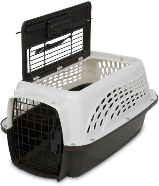 Petmate Dog Crates for Small Dogs & Cat Carriers, Two-Door Plastic Pet Kennel, Top & Front Loading, Made in USA, 19", White | Plastic pet kennel made in USA, for small pups and kittens, dual entry design, great for travel and vet trips, easy access