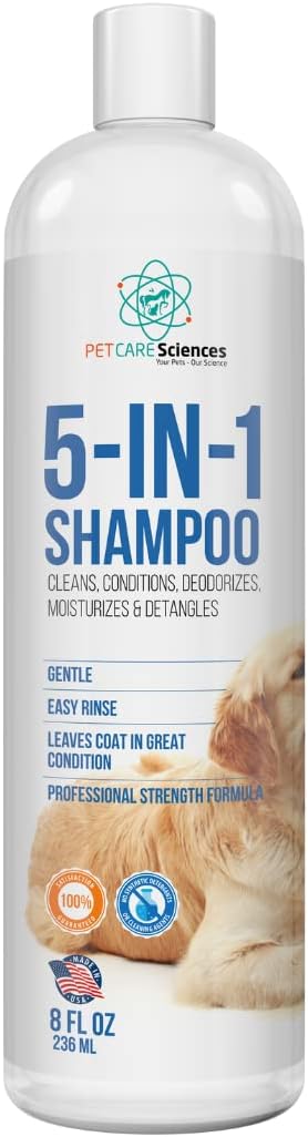 8 floz 5 in 1 Dog Shampoo for Itchy Skin - Sensitive Skin Dog Shampoo for Smelly Dogs - Dog Shampoos & Conditioners - Made in The USA