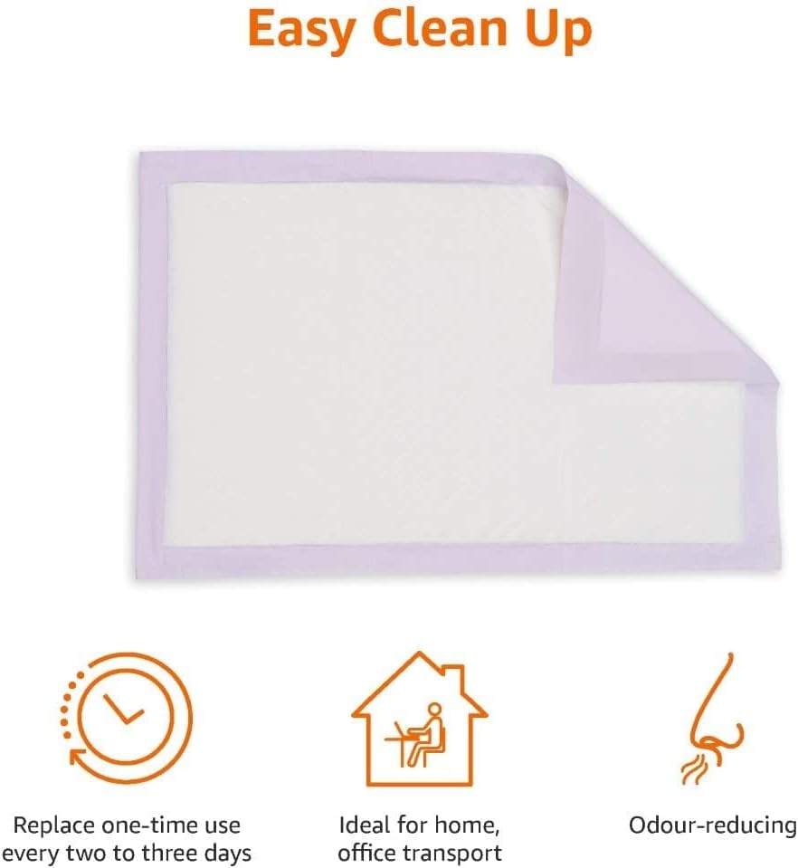 Amazon Basics Cat Litters Pee Pads, 40 Count, Universal Fit for Litter Box, Odor Control with Fresh Scent, Purple and White