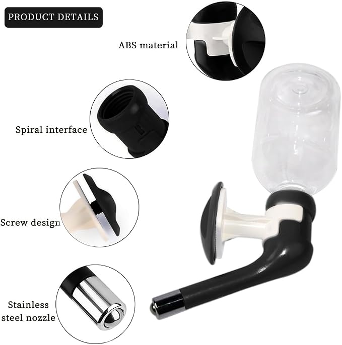Andiker No-Drip Dog Water Dispenser Bottle-Dog Kennel Cage Water Dispenser Water Drinker Kettle for Pets can be Raised and Lowered Drinking Water Feeding Cage Water Bottle for Dogs (Black)
